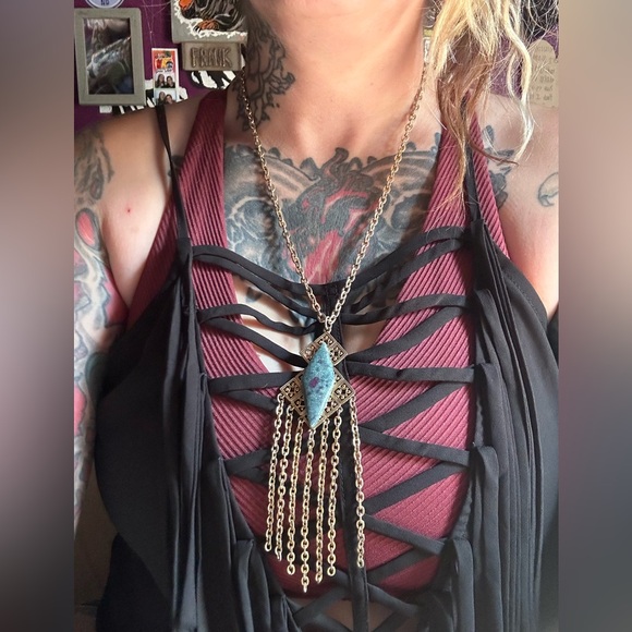 Upcycled real ruby zoisite necklace - Picture 1 of 8